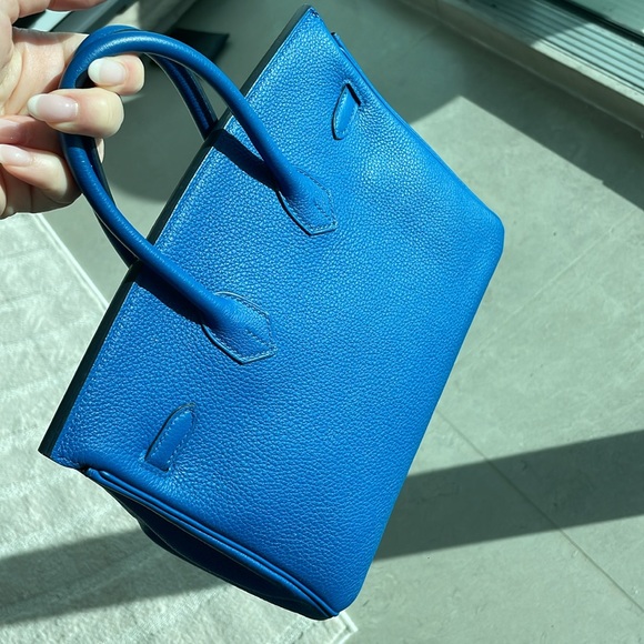 Birkin HERMES 25 Bleu France 100% authentic - Picture 14 of 16